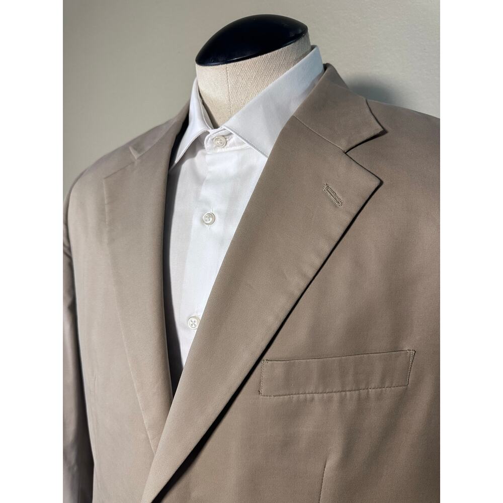 Tasso Elba Sport coat Blazer Men Large 42-44 Cotton Tan Brushed soft